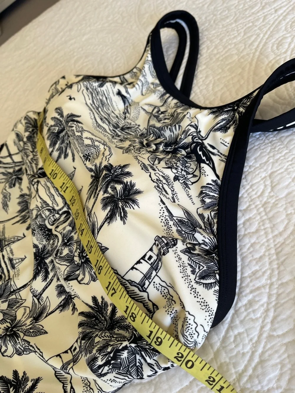 NWOT Lands' End Skirted Tugless High Neck Swim Dress 1 Piece Print 18W Support - Picture 13 of 17